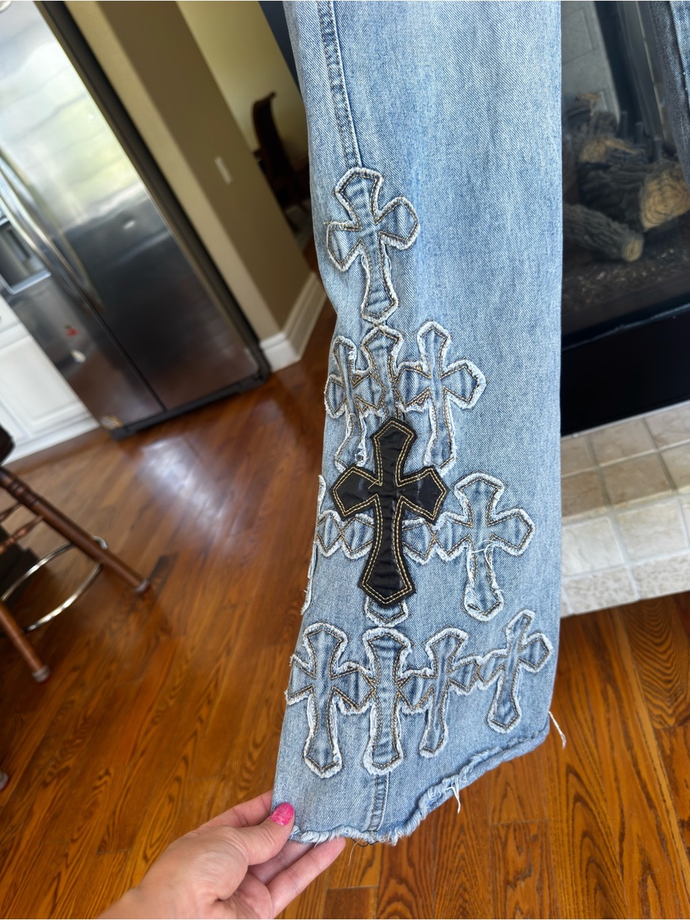Telepatia Cross Patchwork Flare Jeans